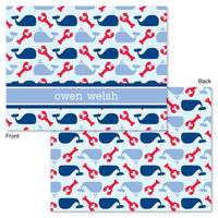 Nautical Whales and Lobsters Foldover Note Cards
