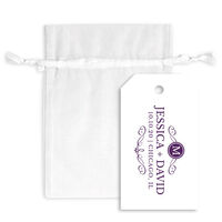 Initial Scroll Hanging Gift Tags with Organza Bags