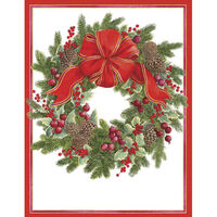 Wreath with Greens and Berries Holiday Cards