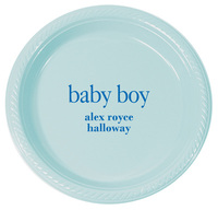 Personalized Big Word Baby Boy Plastic Plates