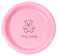 Personalized Little Teddy Bear Plastic Plates
