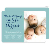 Lagoon Best In Threes Triplets Photo Birth Announcements
