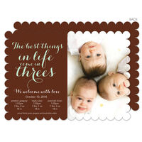 Brown Best In Threes Triplets Photo Birth Announcements
