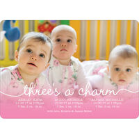 Script Three's A Charm Triplets Photo Birth Announcements