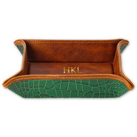 Green Crocodile Embossed Leather Catchall