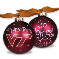 Virginia Tech University Glass Christmas Ornament