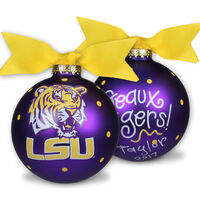 Louisiana State University Glass Christmas Ornament