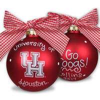 University of Houston Glass Christmas Ornament
