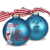 Boy My First Christmas Stocking Glass Ornament