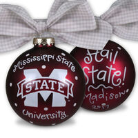 Mississippi State University Glass Christmas Ornament