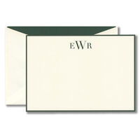 Whitman Mongrammed Flat Note Cards with Forest Border