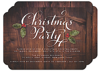 Rustic Christmas Party Wood Invitations