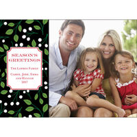 White Christmas Berries Flat Photo Cards