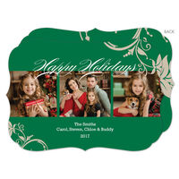 Green Flourish Holiday Photo Cards