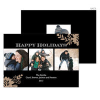 Black Floral Flourish Holiday Photo Cards