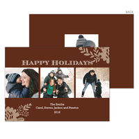 Brown Floral Flourish Holiday Photo Cards