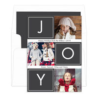 Charcoal Joy Blocks Holiday Photo Cards