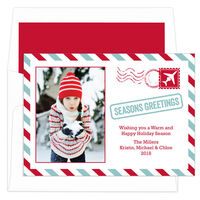 Lagoon and Red Seasons Greetings Holiday Photo Cards
