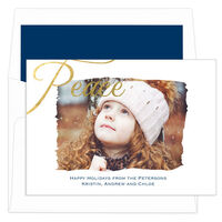 Navy Gold Foil Peace Swash Holiday Photo Cards