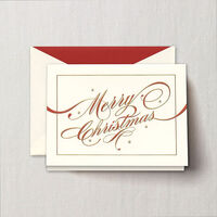 Engraved Ribbon Flourish Merry Christmas Greeting Card