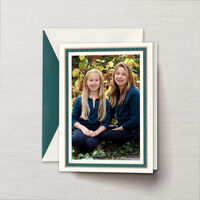Engraved Teal and Copper Dots Side Fold Holiday Digital Photo Card