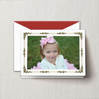 Engraved Holly Berry Frame Top Fold Digital Holiday Photo Card