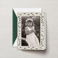 Engraved Holiday Vines Side Fold Christmas Photo Mount Card