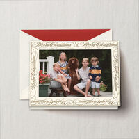 Engraved Merry Christmas Top Fold Holiday Photo Mount Card