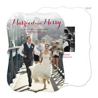 Vertical Red Married and Merry Holiday Photo Cards