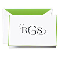 Monogrammed Bordered Pearl White Lightweight Note