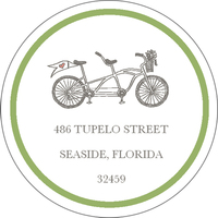 Lime Tandem Bike Round Address Labels