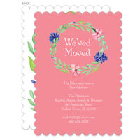 Pink Floral Wreath Moving Announcements