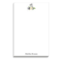 Gray and Ivory Roses Initials Notepad