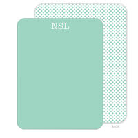 Green with White Monogram Flat Note Cards