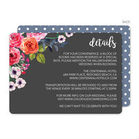 Charcoal Watercolor Roses Wedding Information Cards