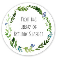 Green Wreath Library Round Stickers
