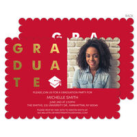 Red with Gold Foil Graduate Photo Graduation Invitations