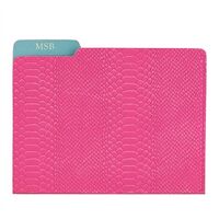 Personalized Pink Embossed Python Leather File Folder