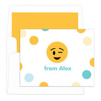 Winking Emoji Dots Foldover Note Cards