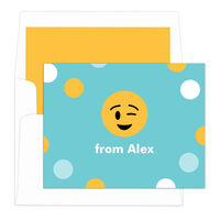Colorful Winking Emoji Dots Foldover Note Cards