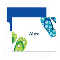Blue Flip Flops Foldover Note Cards