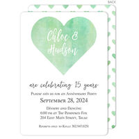 Green Watercolor Heart Invitations