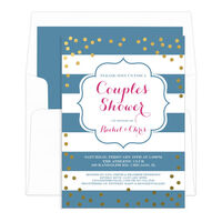 Wedgewood with Gold Confetti Couples Shower Invitations