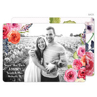 Watercolor Corner Roses Photo Save The Date Announcements