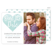 Sea Watercolor Heart Photo Save The Date Announcements