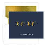 Navy Hugs & Kisses Gold Foil Foldover Note Cards with Lined Envelopes