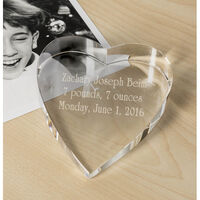 Deep Etched Personalized Crystal Heart Paperweight