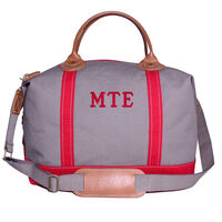 Personalized Gray and Red Trimmed Weekender