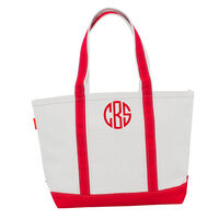 Personalized Medium Red Trimmed Boat Tote