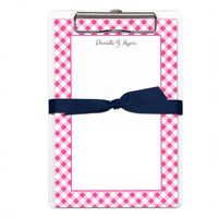 Pink Gingham Border Notepads with Clipboard